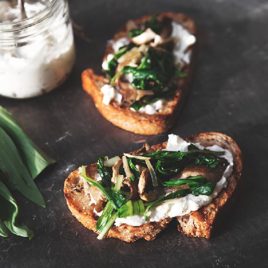 Ramp, Mushroom + Ricotta Tartine