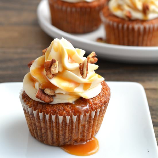 Caramel Pecan Carrot Cupcakes