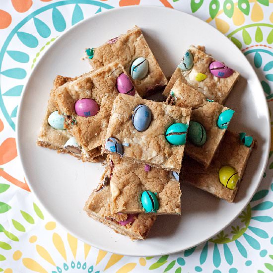 PB M&M White Chip Cookie Bars