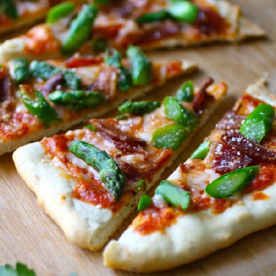 Asparagus and bacon flatbread