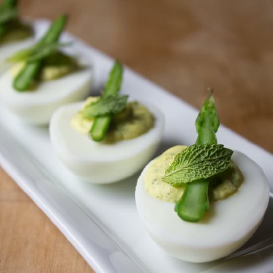 Asparagus-mint deviled eggs