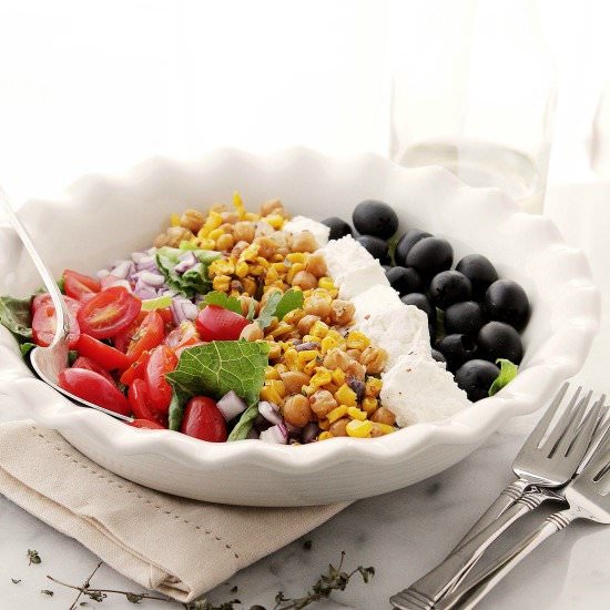 Roasted Corn Mediterranean Salad