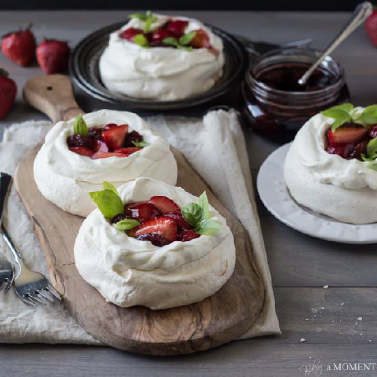 Strawberry Balsamic Pavlovas