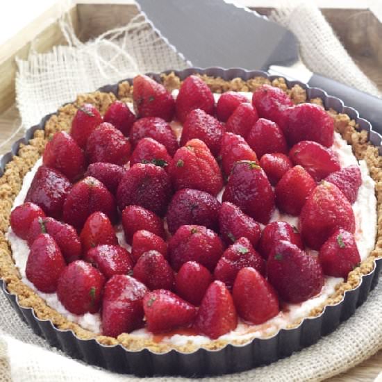 Strawberry Mint Ricotta Tart