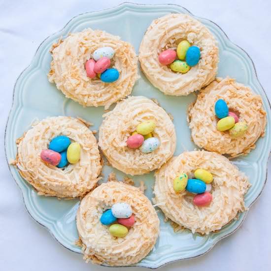 Toasted Coconut Meringue Nests