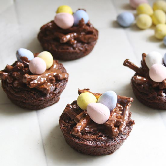 Pretzel Brownie Easter Nests