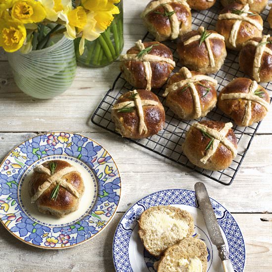 Fig, Peel & Rosemary Hot Cross Buns