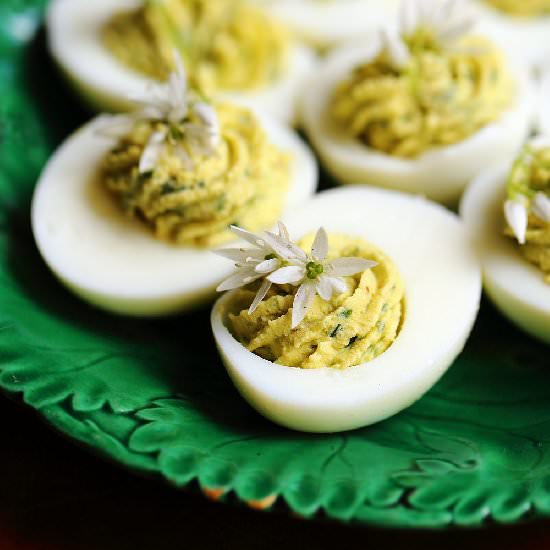 wild garlic deviled eggs