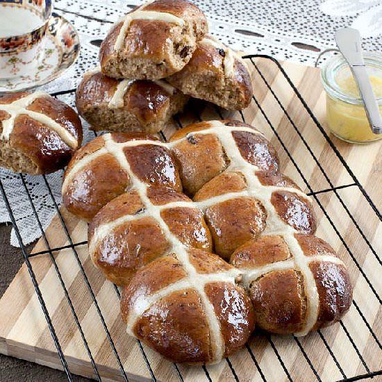 Hot Cross Buns with Honey Butter