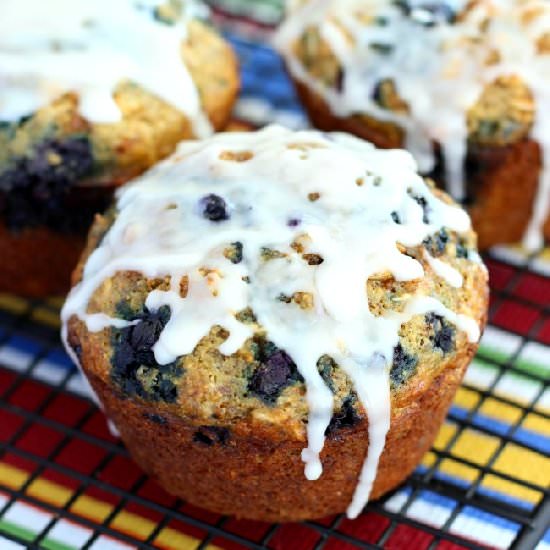 Blueberry Oatmeal Flax Muffins