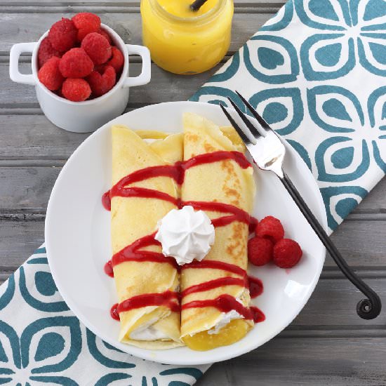 Lemon and Raspberry Crepes