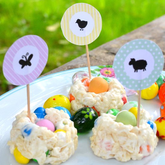 Marshmallowy Rice Krispies Nests