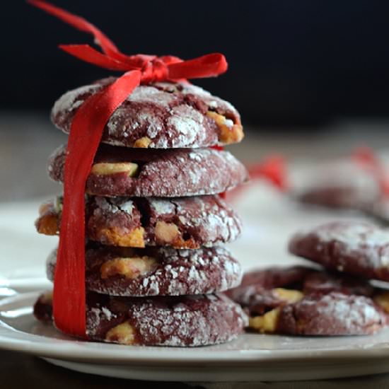 Red velvet crinkle cookies