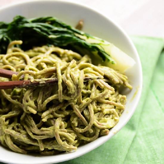 Creamy Sesame-Avocado Soba Noodles