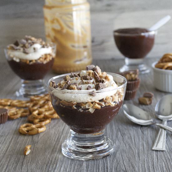 Choc PB Pretzel Pudding Parfaits
