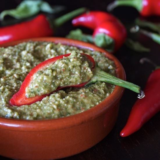 Roasted Red Fresno Pepper Pesto