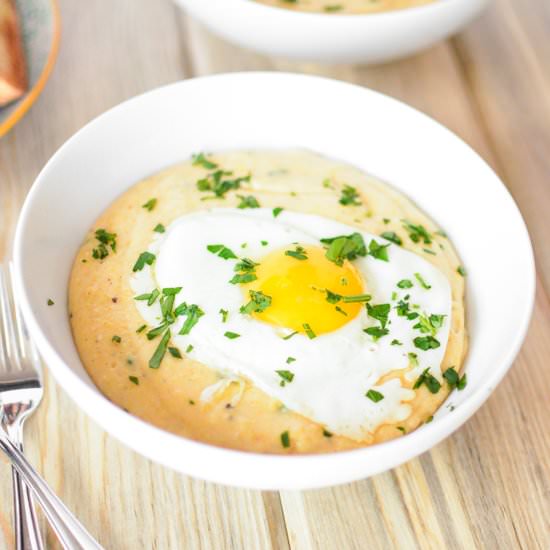 Garlicky Goat Cheese Grits