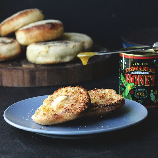 Honey Whole Wheat English Muffins