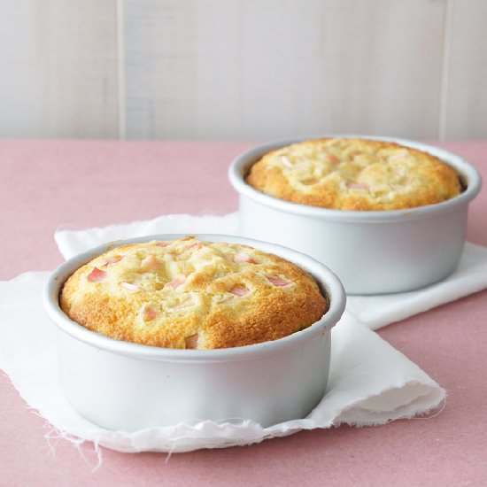 Vanilla Polenta Cakes with Rhubarb