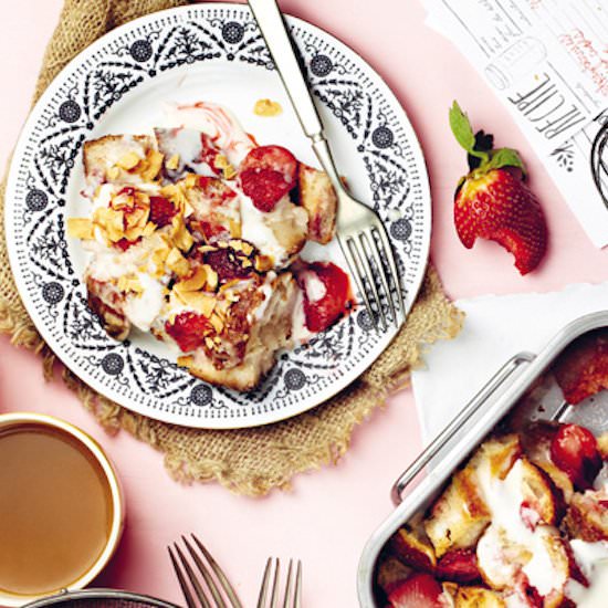 Strawberries & Cream Bread Pudding