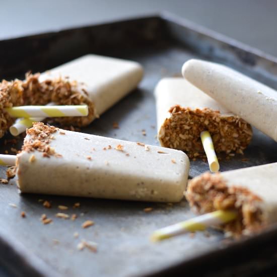 Caramlized banana & coconut popsicl