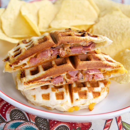 Ham & Cheese Waffle Sandwiches