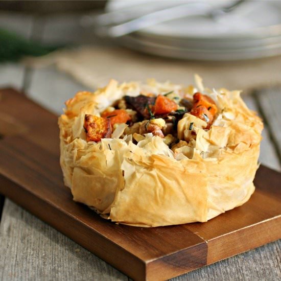 Squash and Gorgonzola Phyllo Tart
