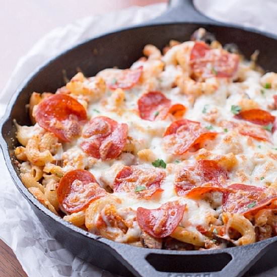 Skillet Pizza Pasta Bake