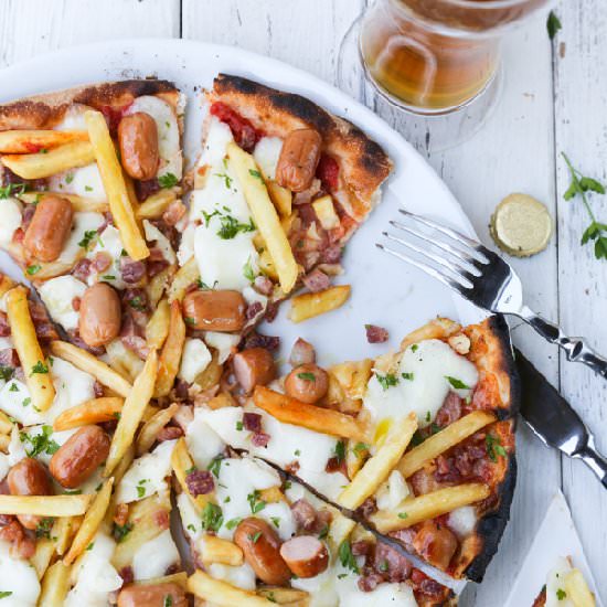 French fry and hot dog pizza