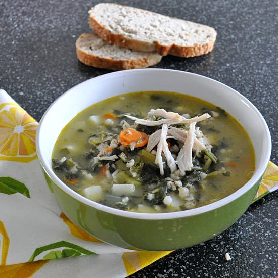 Chicken Barley Soup with Kale