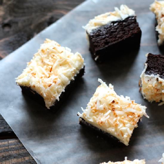 Toasted Coconut Frosted Brownies