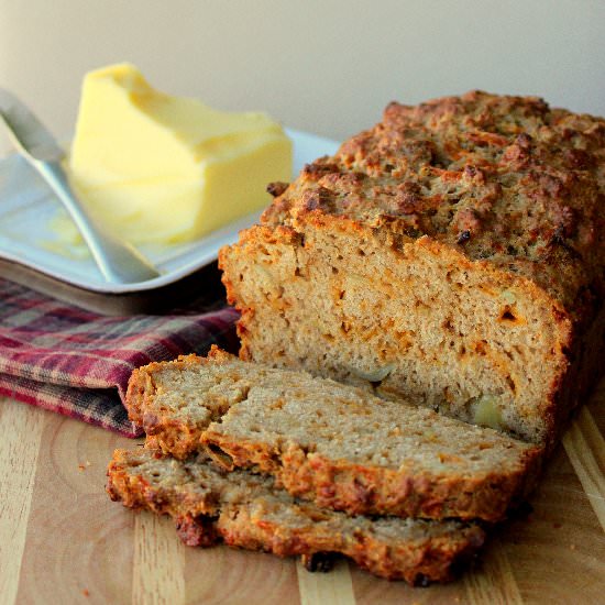 Cheesy Caramelized Onion Beer Bread