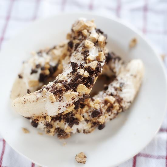 Frozen Yogurt Dipped Bananas