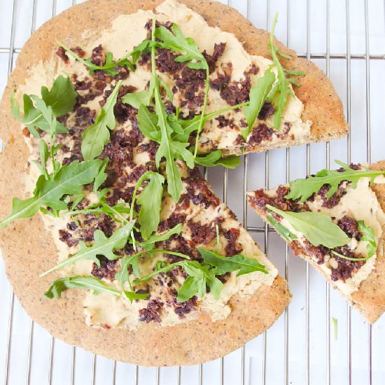Hummus and Olive Tapenade Flatbread