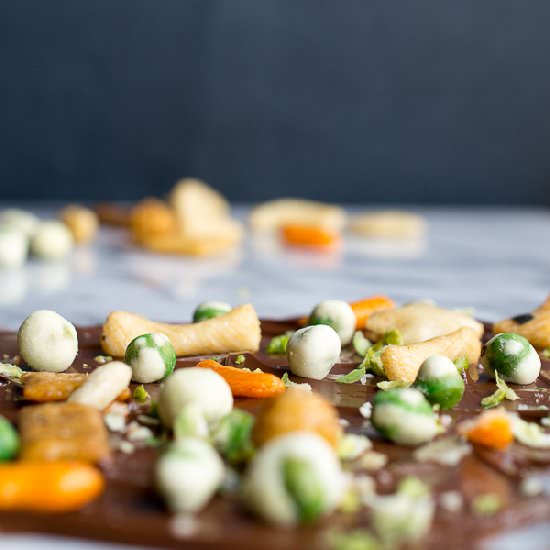 Wasabi Pea Chocolate Bark
