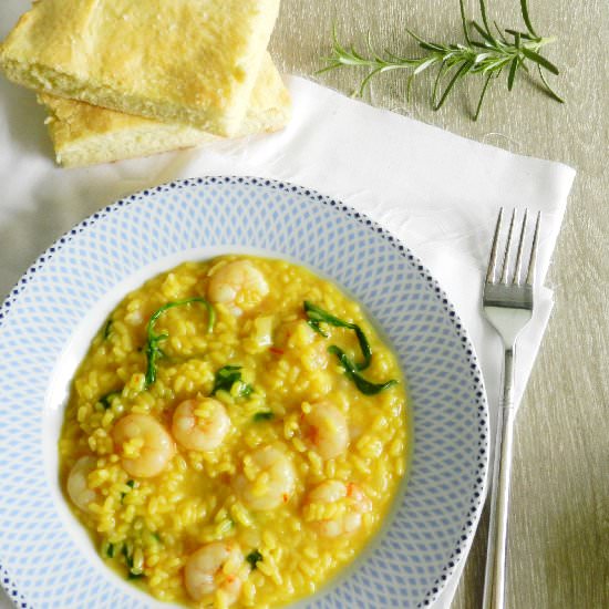 Risotto Milanese with shrimps