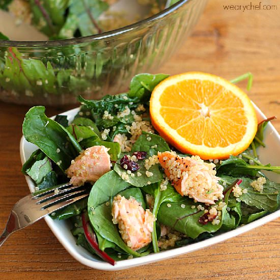 Kale and Quinoa Salad with Salmon
