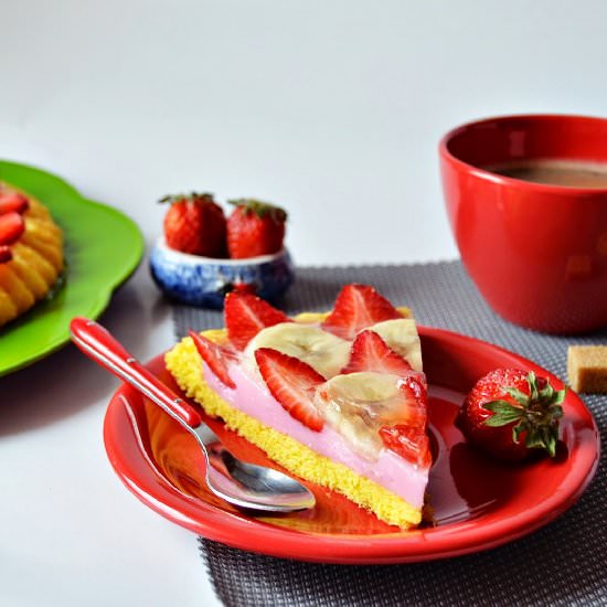 Tart with pudding and fruits