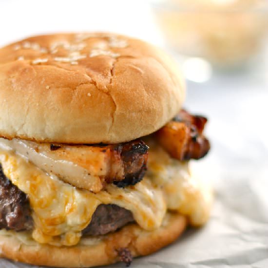 Pimento Cheese & Pork Belly Burgers