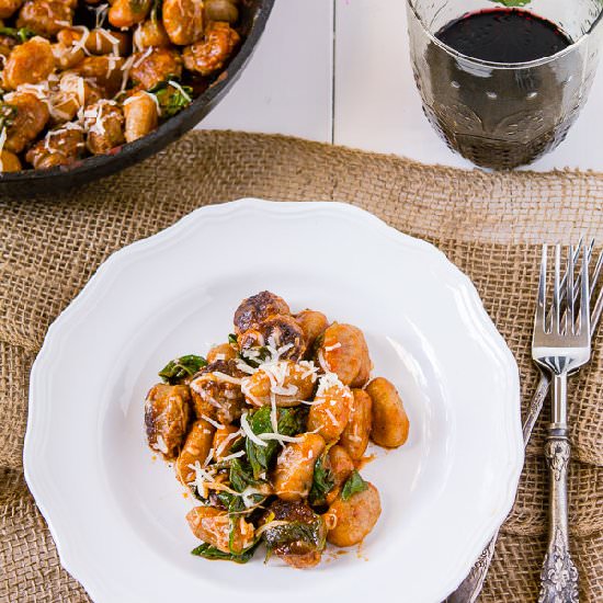 Spinach Gnocchi with Sausage