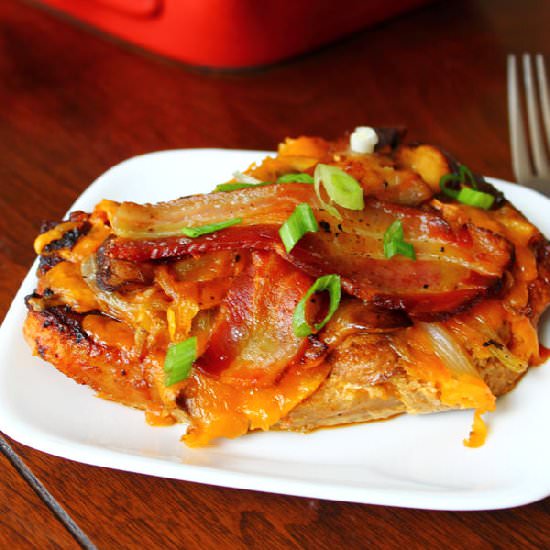 Bacon and Cheese Topped Pork Chops