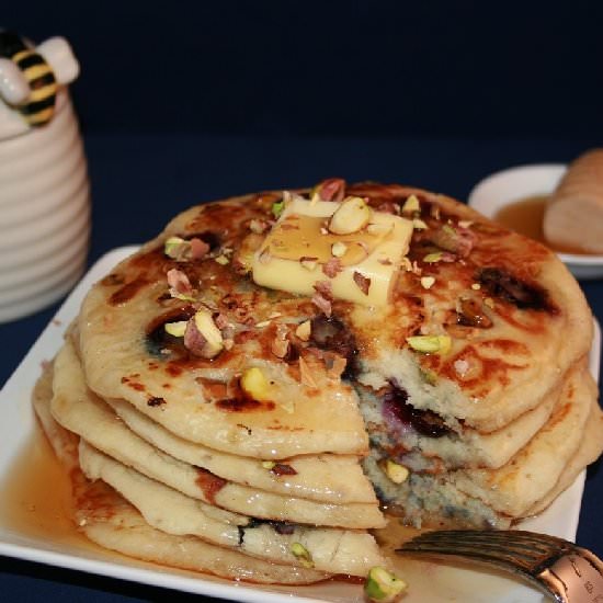 Blueberry and Pistachio Pancakes