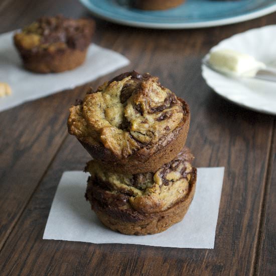 PB Choc Swirl Banana Bread Muffins