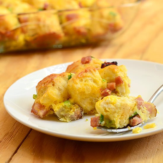 Biscuit and Ham Breakfast Bake