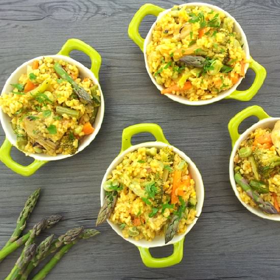 Spring Vegetable Paella [Vegan]