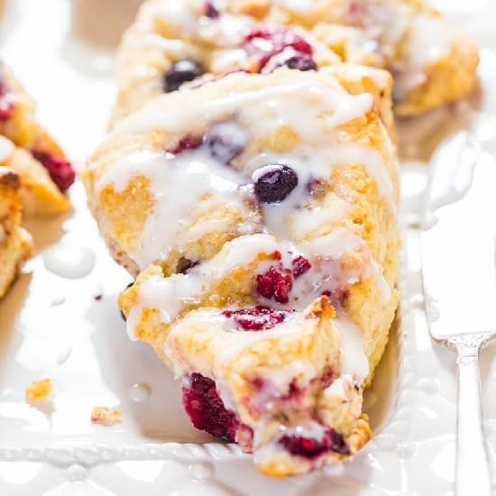 The Best Glazed Mixed Berry Scones