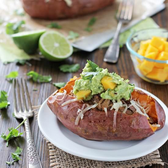 Pulled pork sweet potatoes