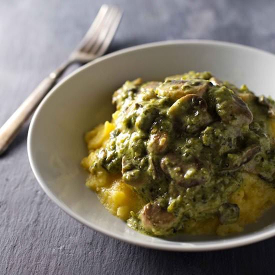 Creamy Poblano Mushrooms w/ Polenta