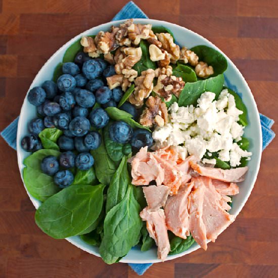 Roasted Salmon Spinach Salad