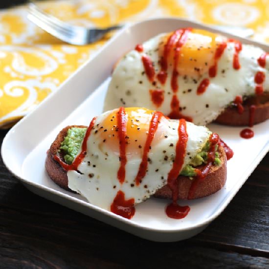 Avocado Toasts with Eggs & Sriracha